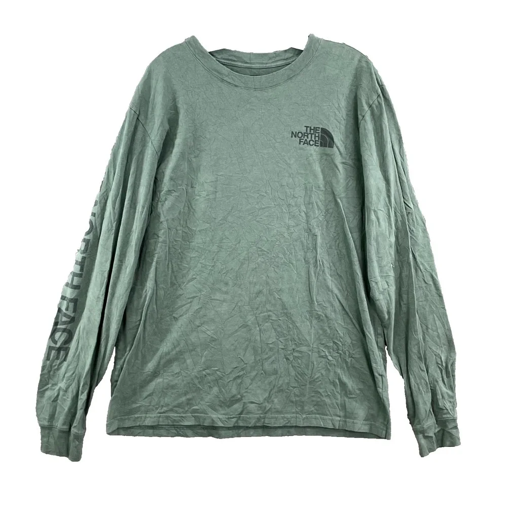 The North Face Shirt Men Large Green Spell Out Logo Skate Outdoor Hiking Camping
